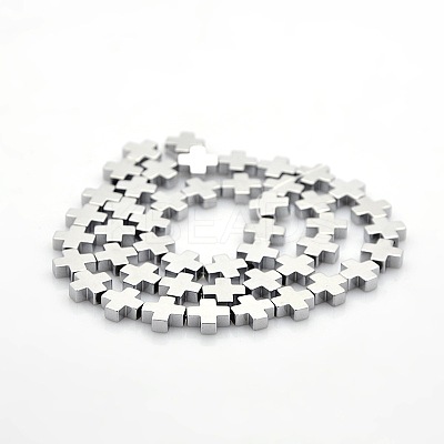 Electroplate Non-magnetic Synthetic Hematite Greek Cross Beads Strands G-P061-33-1
