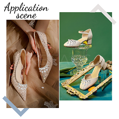 2Pcs Plasic Imitation Pearl & Rhinestone Shoe Decorations FIND-FG0002-55P-1