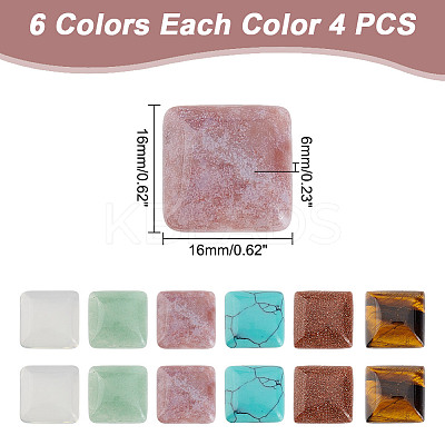 24Pcs 6 Styles Natural & Synthetic Mixed Gemstone Cabochons G-AR0005-68-1