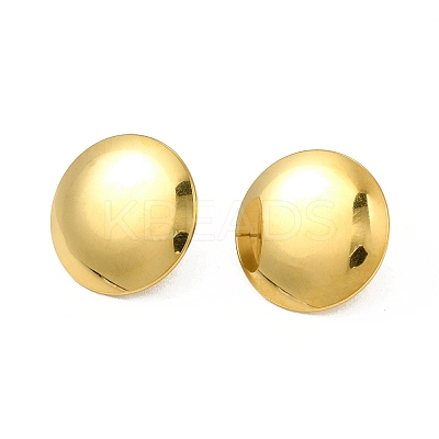 Ion Plating(IP) 304 Stainless Steel Flat Round Stud Earrings for Women EJEW-I281-06G-1