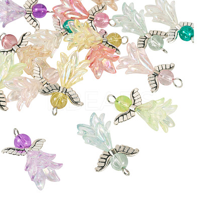 16Pcs 8 Style Glass & Acrylic & Alloy Pendants PALLOY-TA00232-1