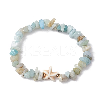 Natural Flower Amazonite Chip Beaded Stretch Bracelets BJEW-JB10689-02-1