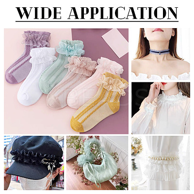10 Yards Polyester Pleated Elastic Lace Trim SRIB-TA0001-23C-1
