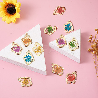 12Pcs 6 Colors Epoxy Resin Pendants RESI-CD0001-05-1