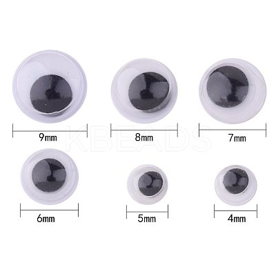 Black Wiggle Eye Need Glue on Round Moving Wobbly Googly Eyes 4-9mm KY-PH0001-01-1