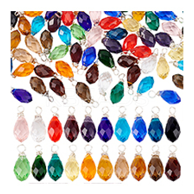 120Pcs 20 Colors Glass Pendant PALLOY-PH01677-1