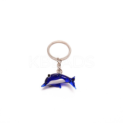 Glass Keychains KEYC-WH0025-014G-1