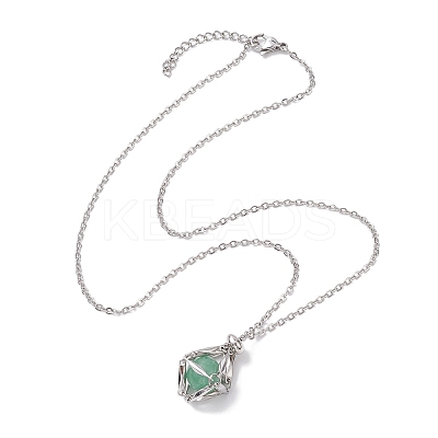 Crystal Stone Cage Pendant Necklaces NJEW-JN04758-01-1