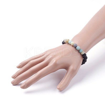 Natural Flower Amazonite Stretch Bracelets BJEW-JB03422-02-1