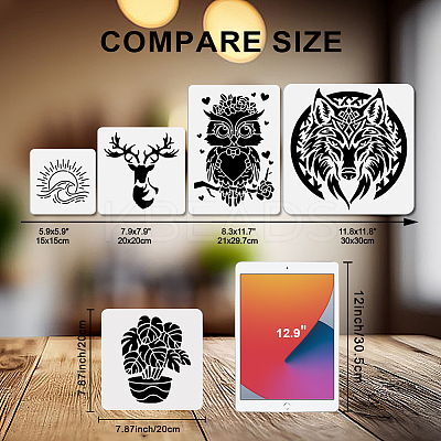 9Pcs 9 Styles Mandala PET Hollow Out Drawing Painting Stencils DIY-WH0411-533-1