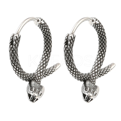Antique Silver 316 Surgical Stainless Steel Hoop Earrings EJEW-D096-03C-AS-1