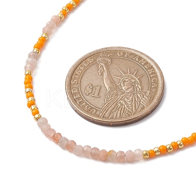 Bohemian Style Natural Sunstone Beaded Necklaces NJEW-JN04658-03-1