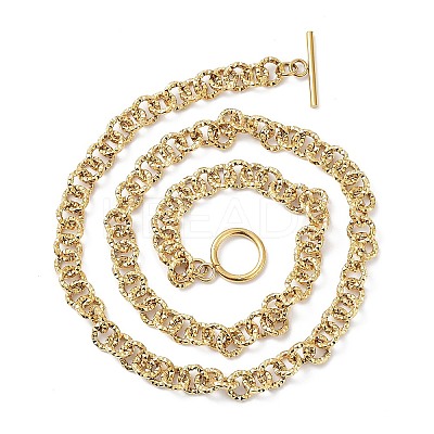 Ion Plating(IP) 304 Stainless Steel Rolo Chain Necklace NJEW-K249-02G-1
