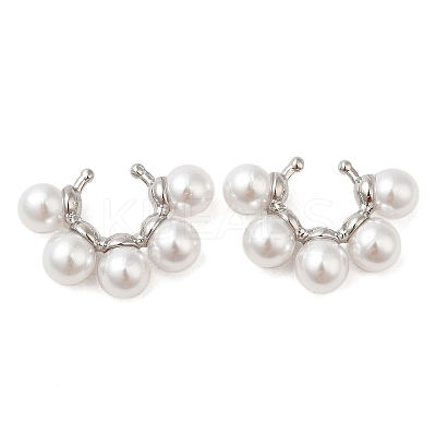 Rack Plating Brass Cuff Earrings with Plastic Pearl Beaded EJEW-M222-03P-1