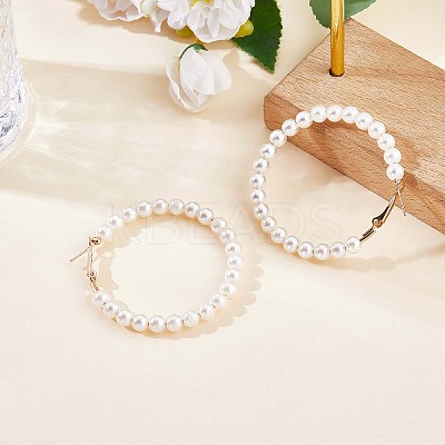 Shell Pearl Beaded Big Hoop Earrings JE989A-1