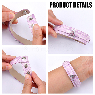 10Pcs 10 Colors Snap PU Leather Bracelet Wristband BJEW-CL0001-27-1