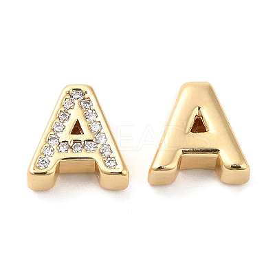 Brass Micro Pave Cubic Zirconia Beads KK-F855-03G-A-1