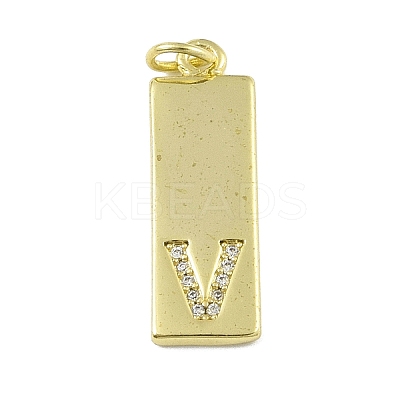 Brass Micro Pave Clear Cubic Zirconia Pendants KK-P266-06G-V-1