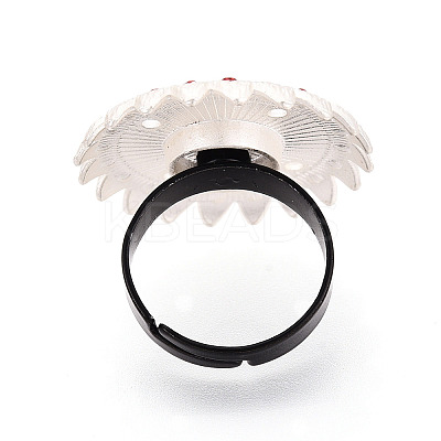Adjustable Alloy & Iron & Rhinestone Bezel Cup Ring Base with Rotatable Tray MAK-T012-15S-1