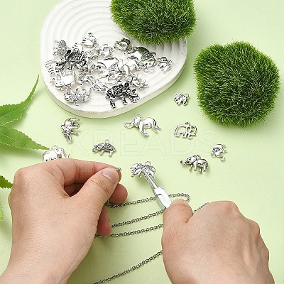 30Pcs 15 Styles Tibetan Style Alloy Elephant Pendants TIBEP-YW0001-83-1