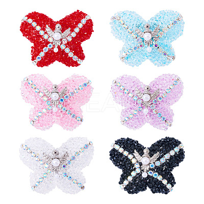 6Pcs 6 Colors Opaque Acrlyic Sparkling Rhinestones Beads SACR-TA0001-51-1
