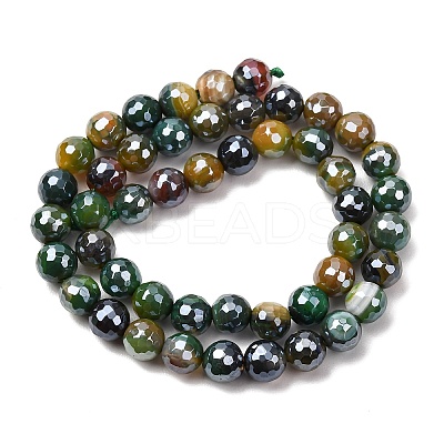 Electroplated Natural Agate Beads Strands G-B191-A07-8mm-19-1