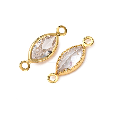 Brass Pave Clear Cubic Zirconia Connector Charms KK-Z121-06G-06-1
