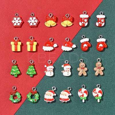 24Pcs 12 Styles Christmas Theme Opaque Resin Pendants RESI-FS0001-86A-1