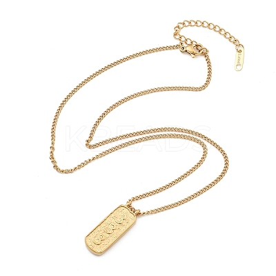304 Stainless Steel Rectangle Number Pendant Necklaces NJEW-D300-01G-03-1