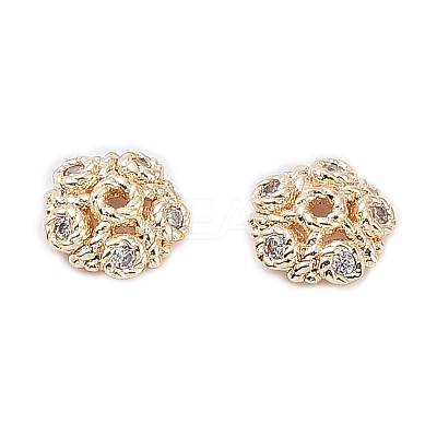 Rack Plating Brass Cubic Zirconia Bead Cap KK-A183-74G-1