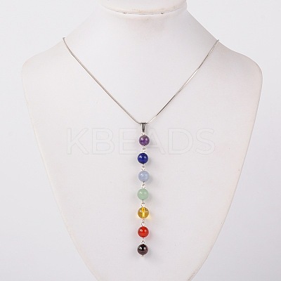 Natural Gemstone Pendant Necklaces NJEW-JN00938-1