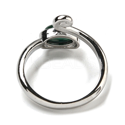 Natural Malachite Adjustable Rings RJEW-K269-08P-08-1