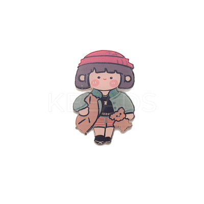 Cute Girl with Toy Figure Brooch Pin JEWB-TAC0002-73-1