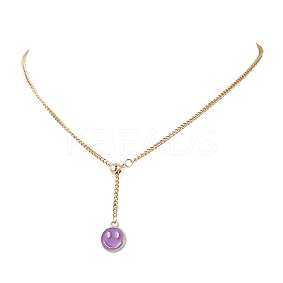 Adjustable 304 Stainless Steel Curb Chain Lariat Necklaces NJEW-JN05857-1