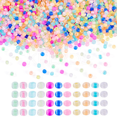 1200Pcs 12 Colors 6/0 Luminous Glass Seed Beads SEED-TA0001-51-1