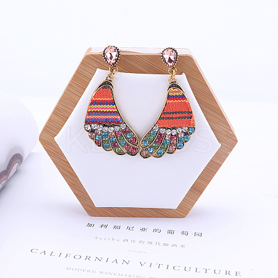Owl Alloy Rhinestone & Polyester Cord Pendant Necklaces & Stud Dangle Earring Sets FS-WGE12EA-02-1