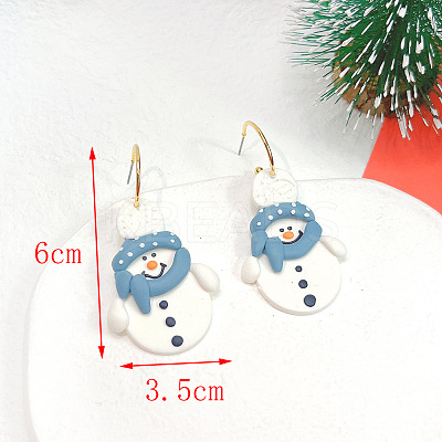 Christmas Polymer Clay & Brass Dangle Stud Earrings FS-WGF7104-08-1