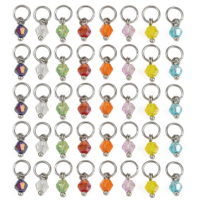 40Pcs 8 Colors Glass Charms PALLOY-JF04213-02-1