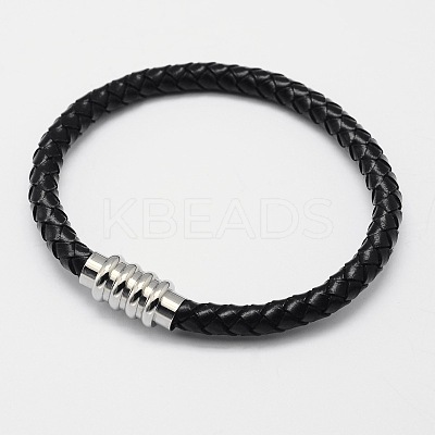 Braided Leather Cord Bracelets BJEW-I199-03-1