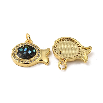 Brass Micro Pave Cubic Zirconia Pendants KK-K356-20G-1