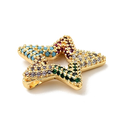 Rack Plating Brass Micro Pave Cubic Zirconia Linking Rings KK-D078-02G-04-1