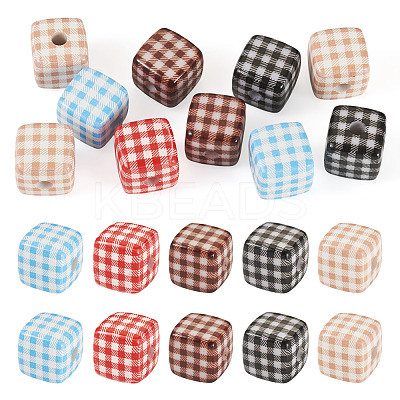 10Pcs Printed Opaque Acrylic Beads MACR-TA0002-43-1