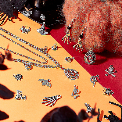 64Pcs 16 Style Tibetan Style Alloy Pendants FIND-SC0002-67-1