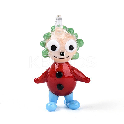 Handmade Lampwork Clown Figurine Pendants LAMP-T025-09B-1
