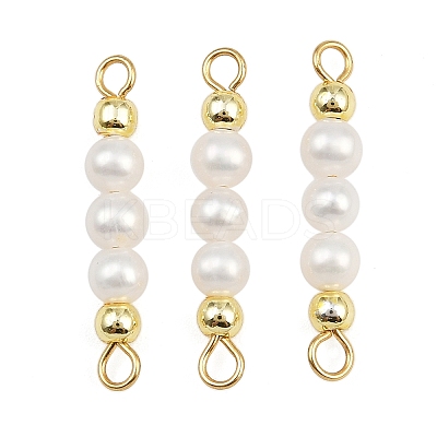 Natural Cultured Freshwater Pearl & Electroplate Non-magnetic Synthetic Hematite Round Beaded Connector Charms PALLOY-JF04364-1
