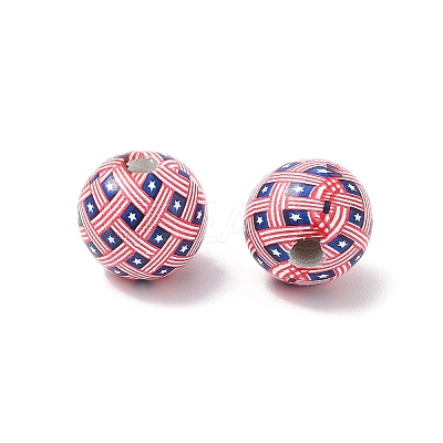 Independence Day Themes Wood European Beads LS-WOOD-I014-01A-1