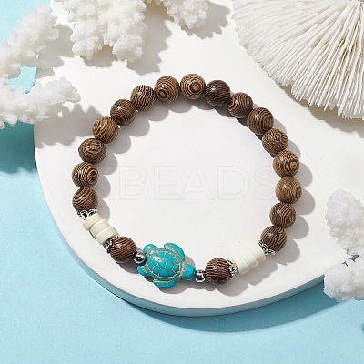 Beach Tortoise Synthetic Turquoise Bracelets BJEW-JB10303-02-1