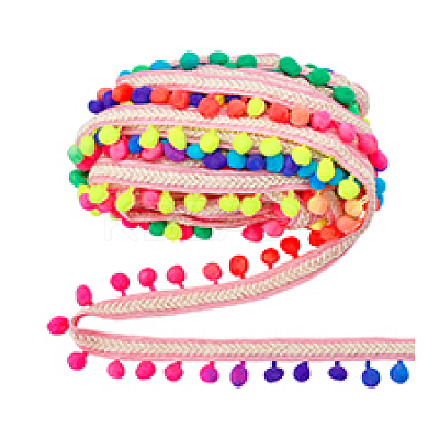 10 Yards Polyester Pom Pom Ball Tassel Ribbons DIY-PH0033-31-1