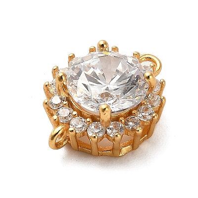 925 Sterling Silver Clear Cubic Zirconia Connector Charms STER-U009-02G-1