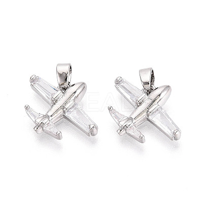 Brass Micro Pave Cubic Zirconia Pendants KK-T073-51P-1